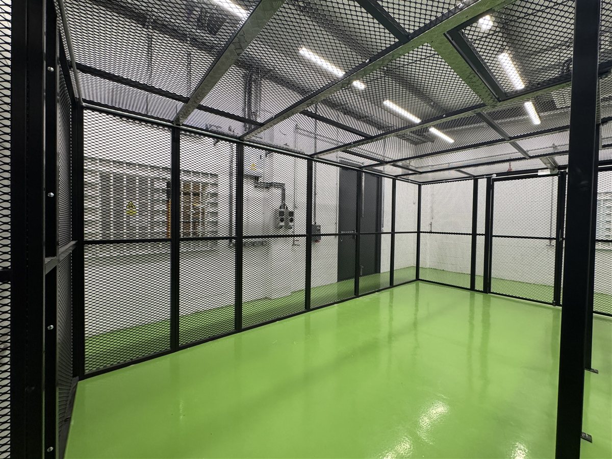 The purpose-built LPCB SR3 secure cage inside the Greensafe protected environment