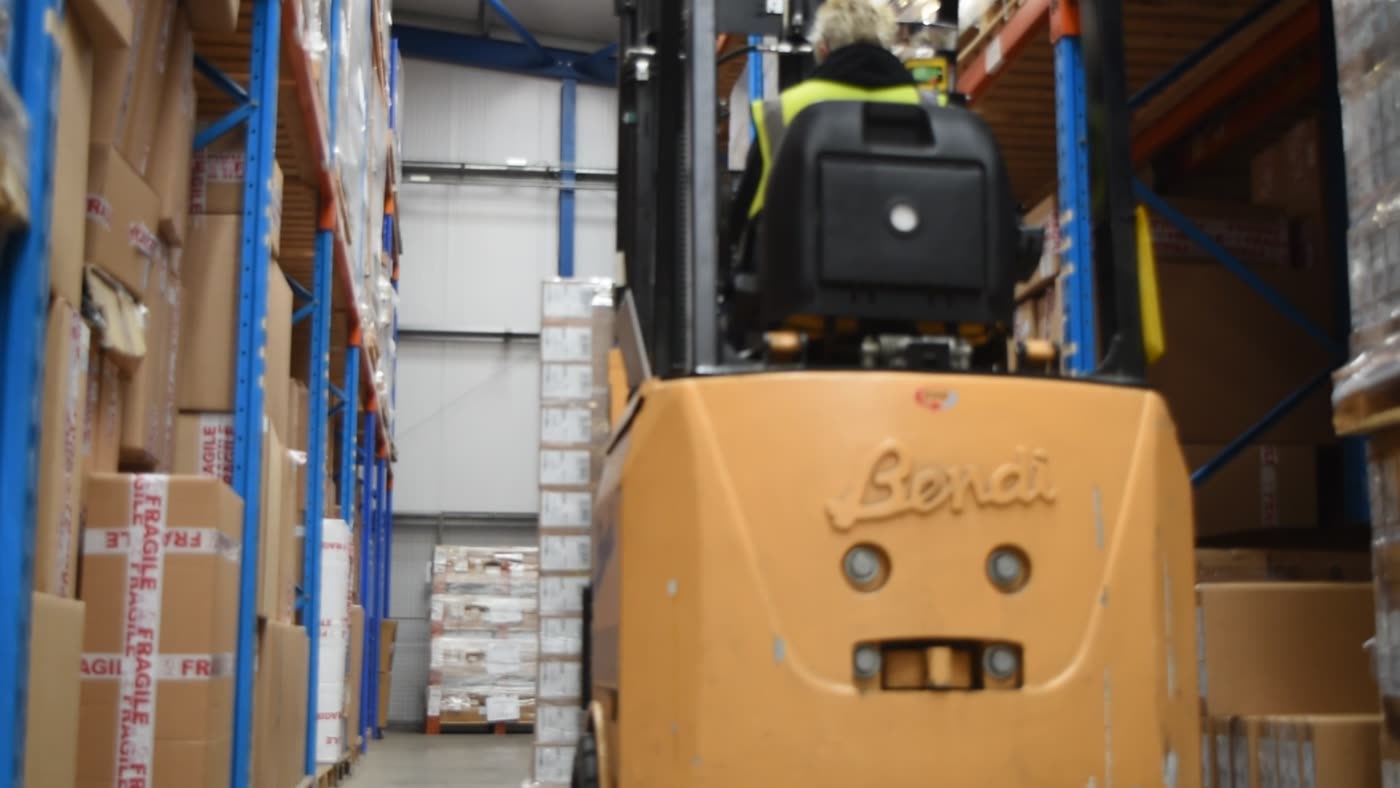 Palletised customer stock held on racking in the bonded warehouse